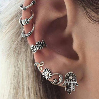 E0262 Punk Style Silver Color Earring