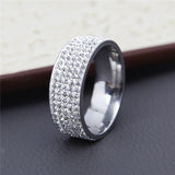 5 Row Lines Clear Crystal Wedding Rings