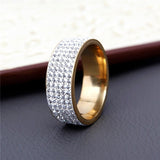 5 Row Lines Clear Crystal Wedding Rings