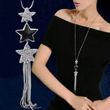 Rhinestone Statement Tassel Long Necklace