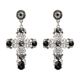 Vintage Boho Crystal Cross Drop Earrings