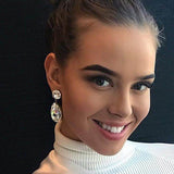 Dvacaman Brand Water Drop Crystal Charm Drop Earrings
