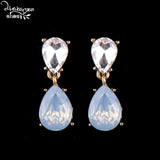 Dvacaman Brand Water Drop Crystal Charm Drop Earrings
