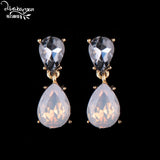 Dvacaman Brand Water Drop Crystal Charm Drop Earrings