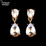 Dvacaman Brand Water Drop Crystal Charm Drop Earrings