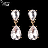 Dvacaman Brand Water Drop Crystal Charm Drop Earrings