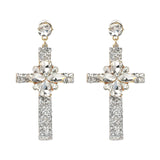 Vintage Boho Crystal Cross Drop Earrings