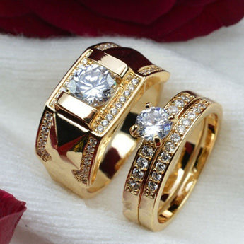 Cubic Zirconia Couple Wedding Ring
