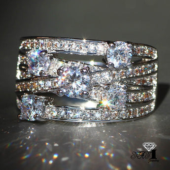 White Zircon Silver wedding Ring